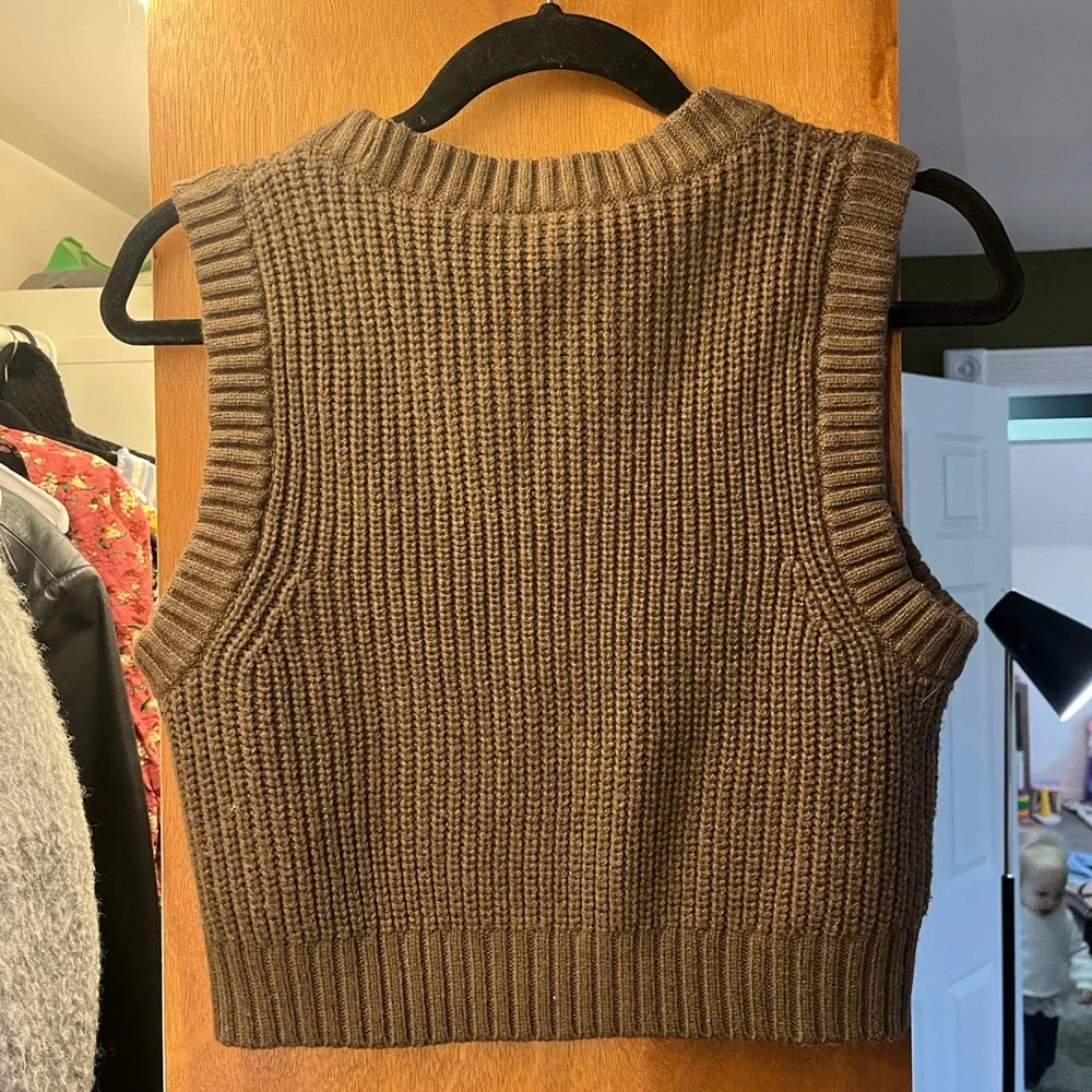 Divided Chocolate Ribbed Knit Sweater - Picture 3 of 3